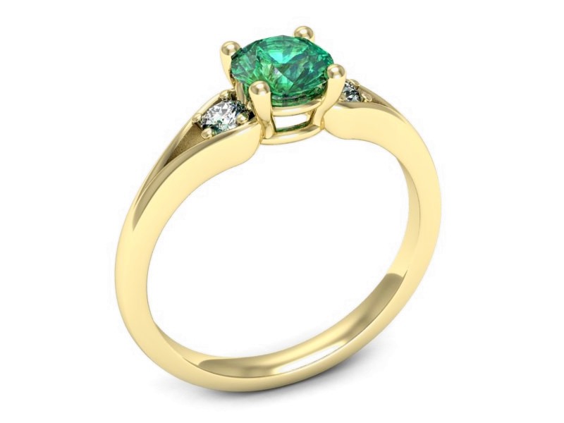Złoty pierścionek ze szmaragdem i brylantami - p16762zsm — zdjęcie 3