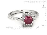 Pierścionek z rubinem białe złoto z brylantami gold 14k - p16764br- 2