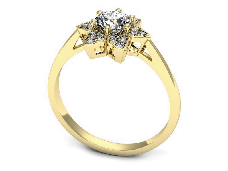 Złoty pierścionek z brylantami żółte złoto - p16764z — zdjęcie 3