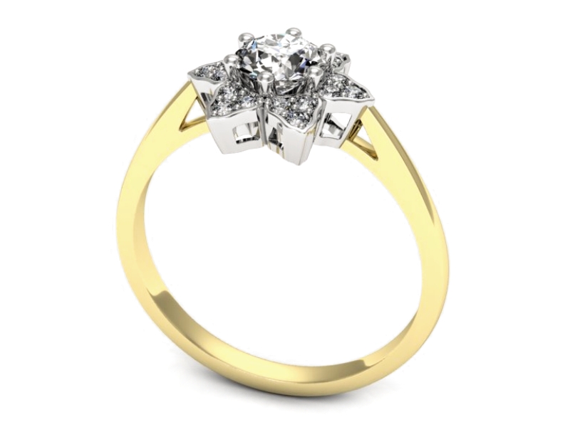 Pierścionek z brylantami żółte białe złoto - p16764zb — zdjęcie 3