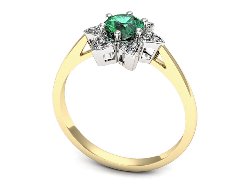 Złoty pierścionek ze szmaragdem i brylantami - p16764zbsm — zdjęcie 3