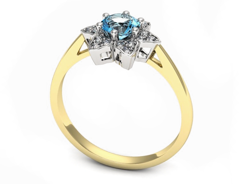 Pierścionek z topazem i brylantami - p16764zbtp — zdjęcie 3