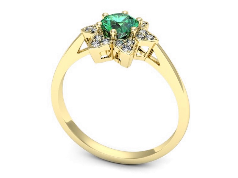 Złoty pierścionek ze szmaragdem i brylantami - p16764zsm — zdjęcie 3