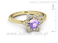 Pierścionek żółte złoto z tanzanitem z brylantami - p16764zt- 2