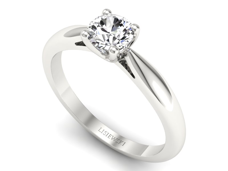 Złoty pierścionek z brylantem białe złoto - p16765b — zdjęcie 3