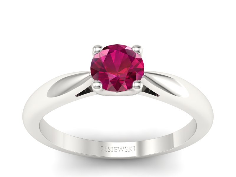 Złoty pierścionek z rubinem białe złoto - p16765br