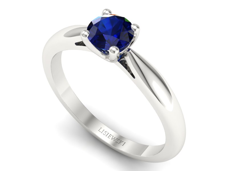 Złoty pierścionek z szafirem białe złoto - p16765bsz — zdjęcie 3