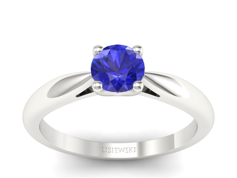 Złoty pierścionek z szafirem białe złoto - p16765bszc