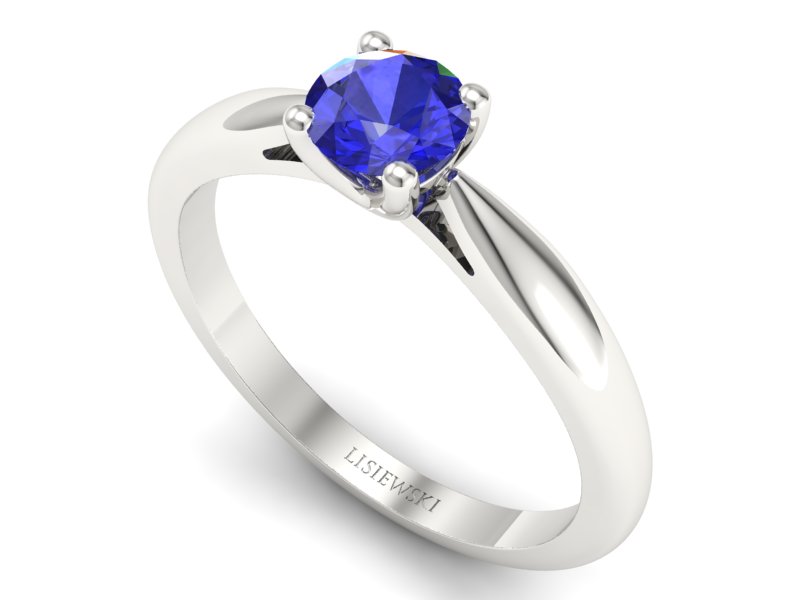 Złoty pierścionek z szafirem białe złoto - p16765bszc — zdjęcie 3