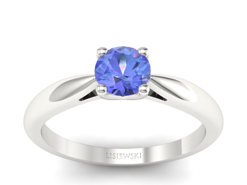 Złoty pierścionek z tanzanitem białe złoto - p16765bt