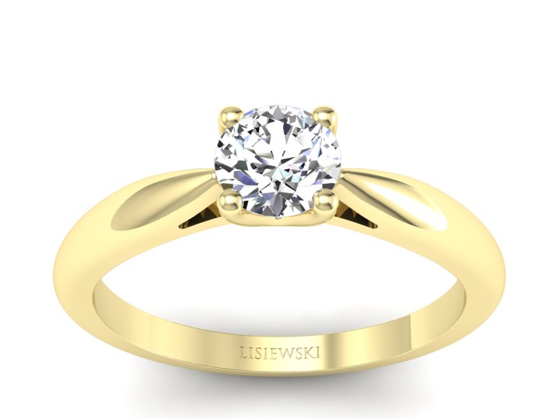 Złoty pierścionek z brylantem żółte złoto - p16765z