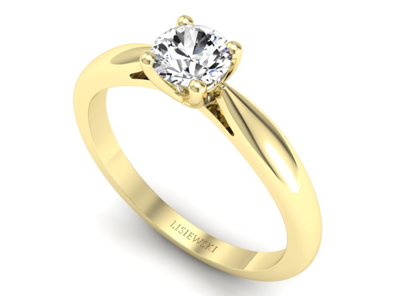 Złoty pierścionek z brylantem żółte złoto - p16765z — zdjęcie 3