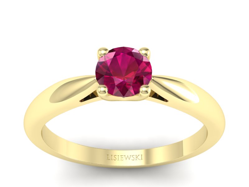 Złoty pierścionek z rubinem żółte złoto - p16765zr