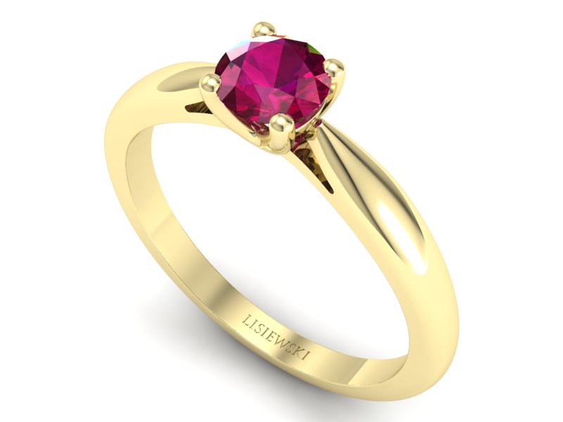 Złoty pierścionek z rubinem żółte złoto - p16765zr — zdjęcie 3