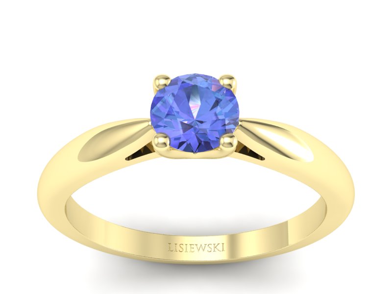 Złoty pierścionek z tanzanitem żółte złoto - p16765zt