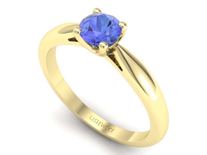 Złoty pierścionek z tanzanitem żółte złoto - p16765zt — zdjęcie 3