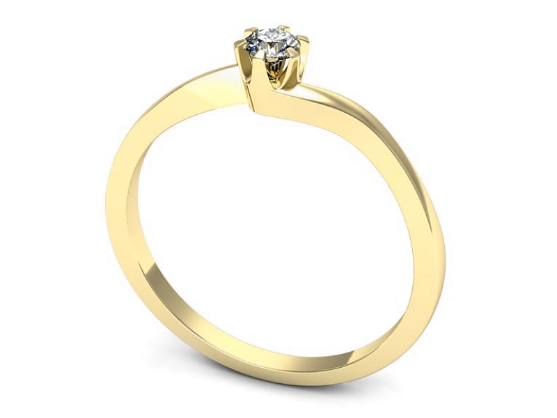 Złoty pierścionek z brylantem żółte złoto - p16767z — zdjęcie 3