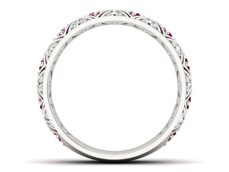 Obrączka z brylantami białe złoto i rubinami - p16770br — zdjęcie 2
