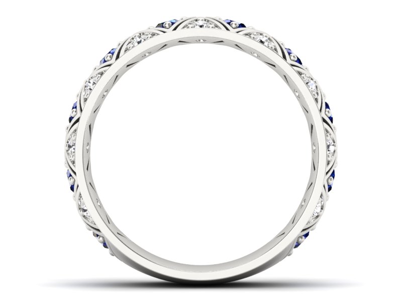 Obrączka z brylantami i szafirami białe złoto - p16770bsz — zdjęcie 2