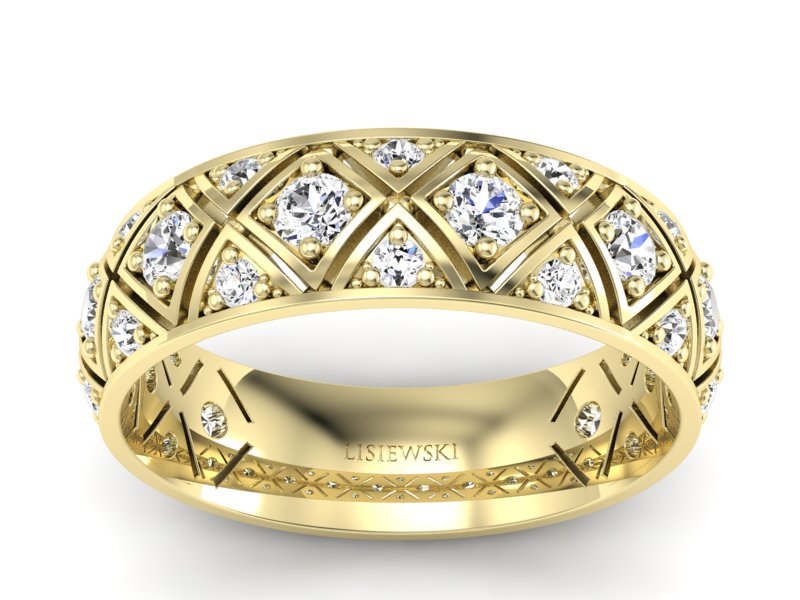 Obrączka z brylantami żółte złoto - p16770z