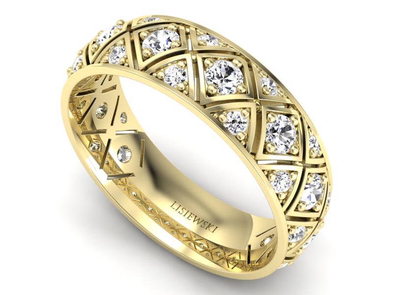 Obrączka z brylantami żółte złoto - p16770z — zdjęcie 3