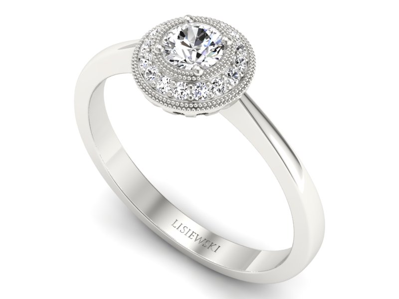 Złoty pierścionek z brylantami białe złoto - p16772b — zdjęcie 3