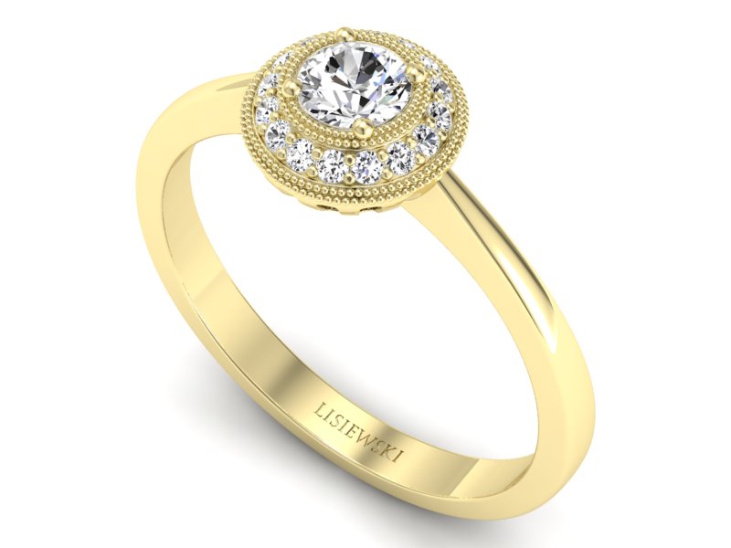 Złoty pierścionek z brylantami żółte złoto - p16772z — zdjęcie 3