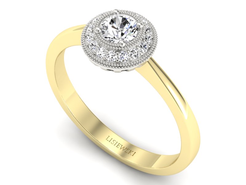 Pierścionek z brylantami białe żółte złoto - p16772zb — zdjęcie 3