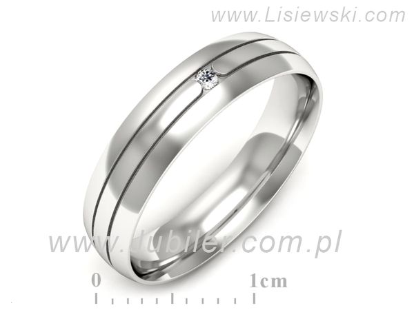 Obrączka z brylantem białe złoto próba 585 - p16774b- 1