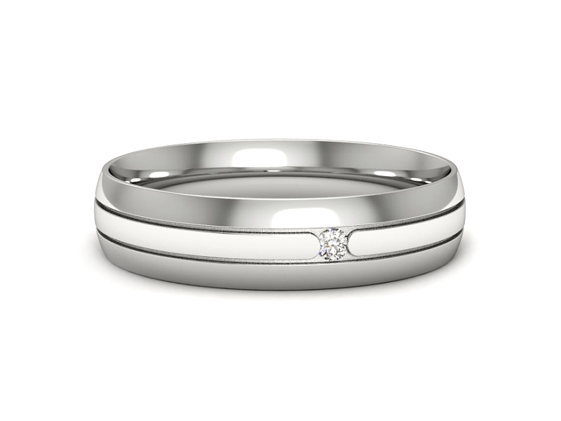 Obrączka z brylantem białe złoto - p16774b — zdjęcie 3