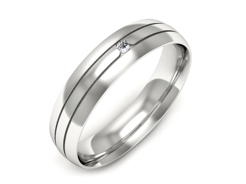 Obrączka z brylantem białe złoto - p16774b