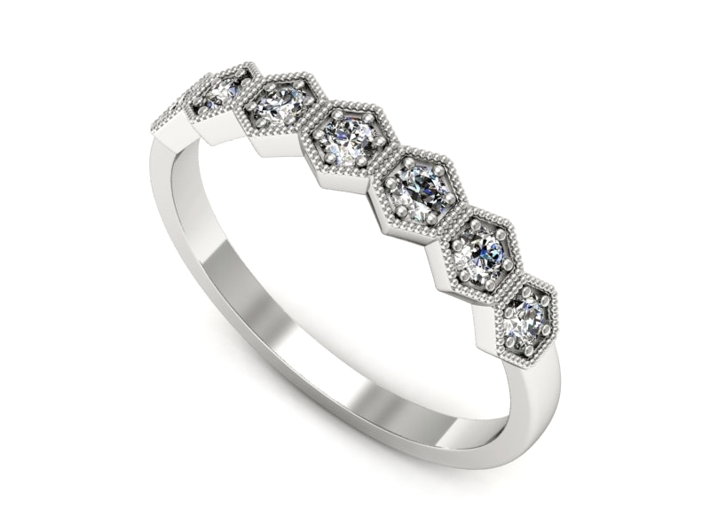 Złoty pierścionek z brylantami białe złoto - p16777b