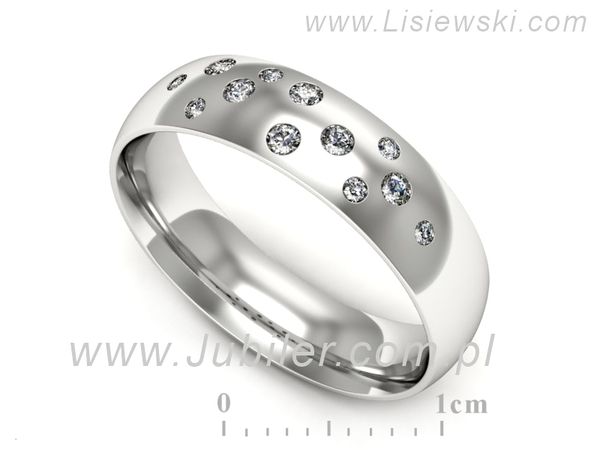 Pierscionek Obrączka z brylantami białe złoto próba 585 - p16778b- 1