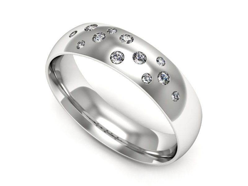 Pierścionek obrączka z brylantami białe złoto - p16778b