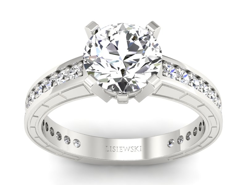 Złoty pierścionek z brylantami białe złoto - p16779b