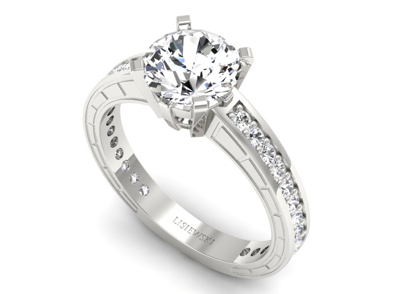 Złoty pierścionek z brylantami białe złoto - p16779b — zdjęcie 3