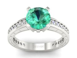 Złoty Pierścionek ze szmaragdem i brylantami - p16779bsm