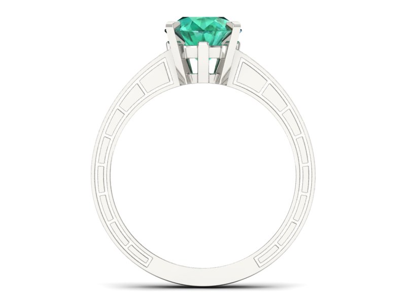 Złoty pierścionek ze szmaragdem i brylantami - p16779bsm — zdjęcie 2