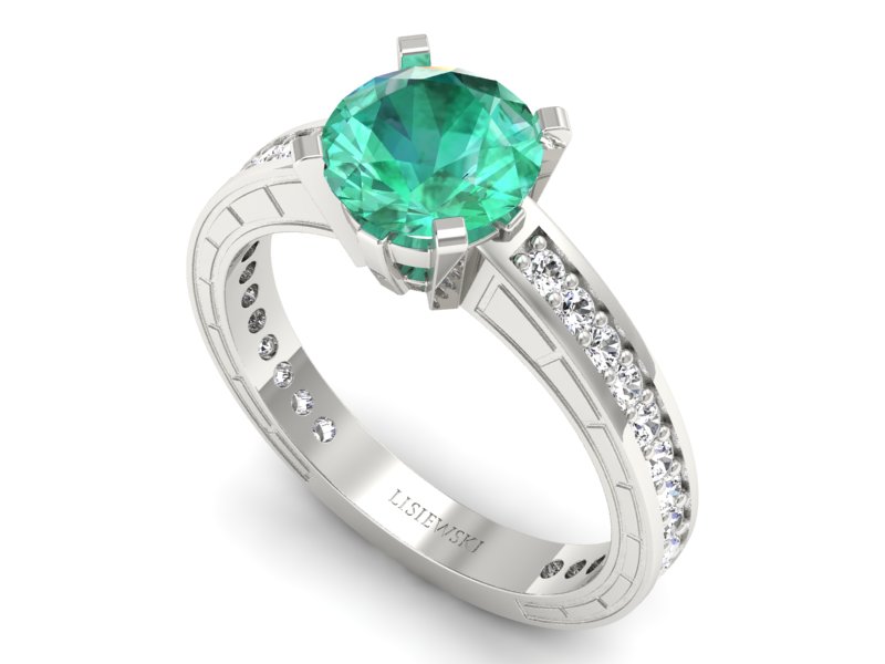 Złoty pierścionek ze szmaragdem i brylantami - p16779bsm — zdjęcie 3