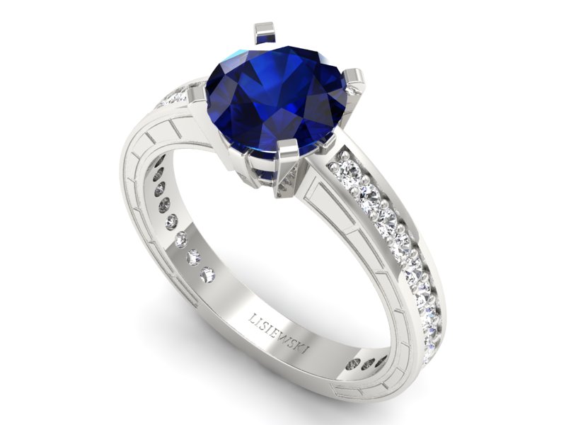 Pierścionek z szafirem i brylantami - p16779bsz — zdjęcie 3