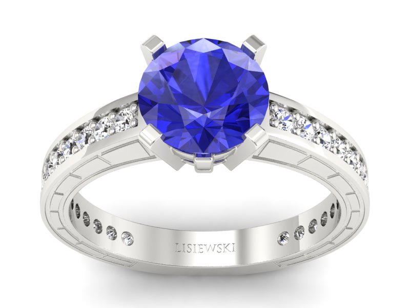 Pierścionek z szafirem i brylantami - p16779bszc