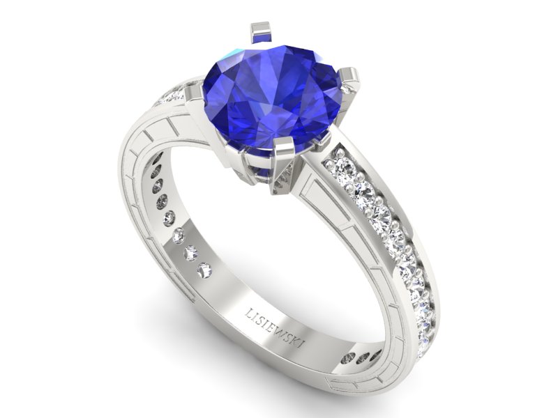 Pierścionek z szafirem i brylantami - p16779bszc — zdjęcie 3