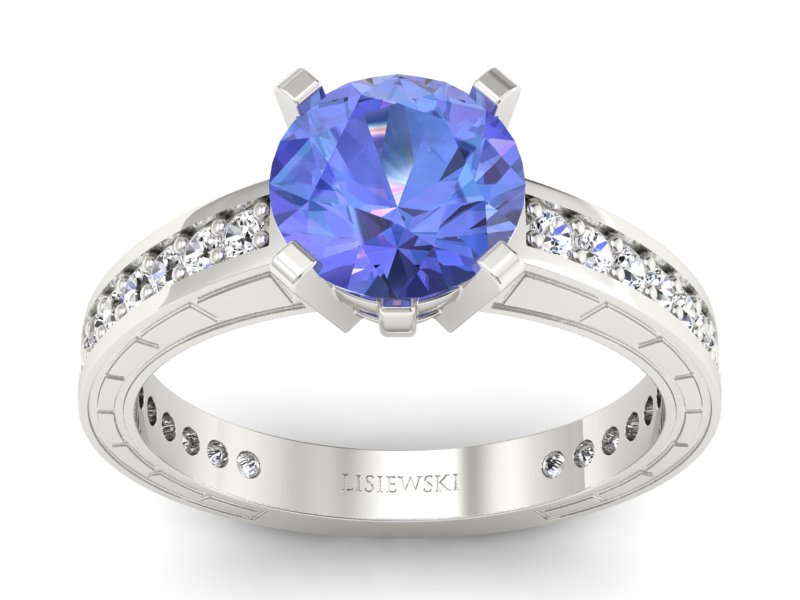 Pierścionek z tanzanitem białe złoto i brylantami - p16779bt