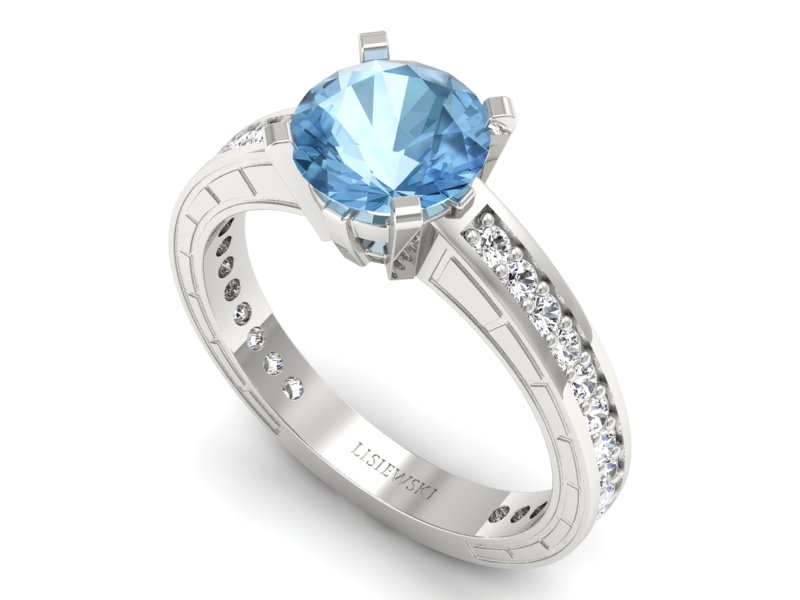 Pierścionek z topazem i brylantami białe złoto - p16779btp — zdjęcie 3