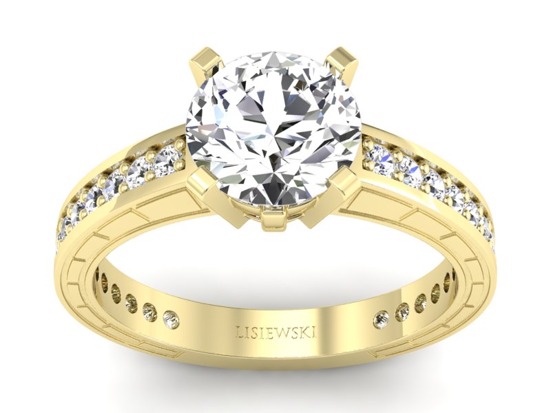 Złoty pierścionek z brylantami żółte złoto - p16779z