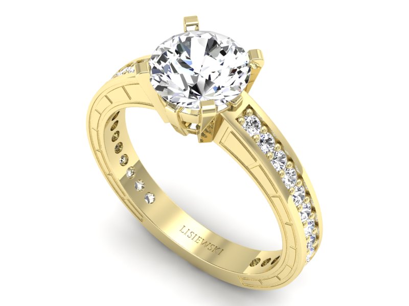 Złoty pierścionek z brylantami żółte złoto - p16779z — zdjęcie 3