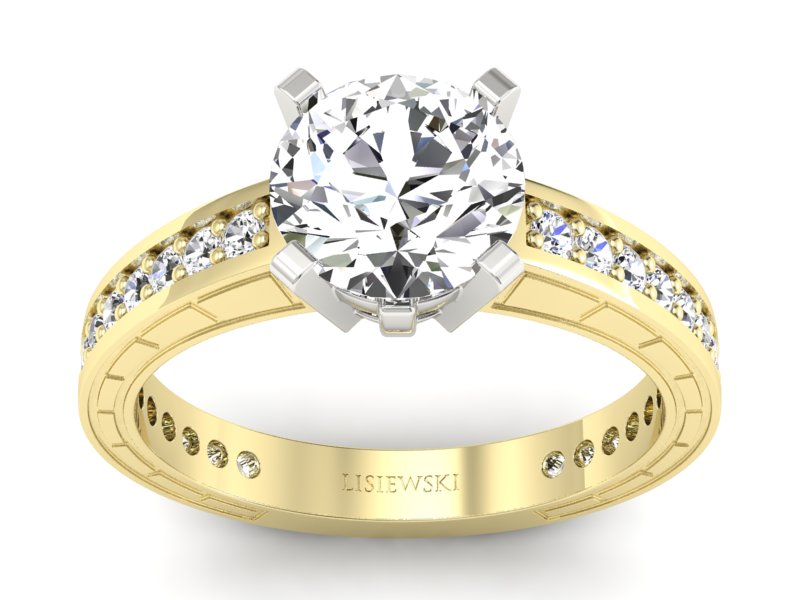 Pierścionek z brylantami żółte białe złoto - p16779zb