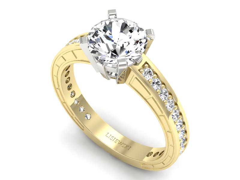 Pierścionek z brylantami żółte białe złoto - p16779zb — zdjęcie 3