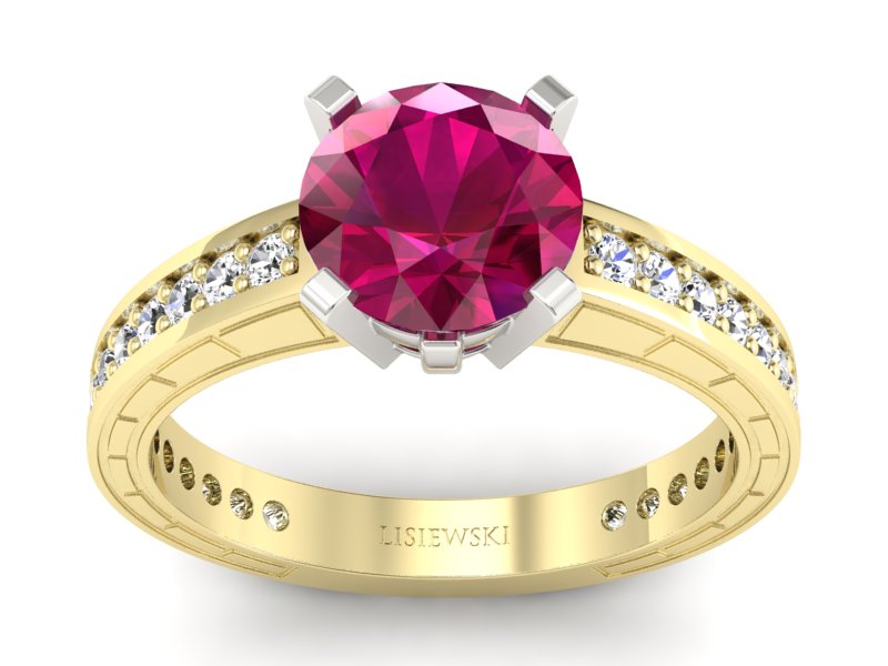 Pierścionek z rubinem i brylantami - p16779zbr