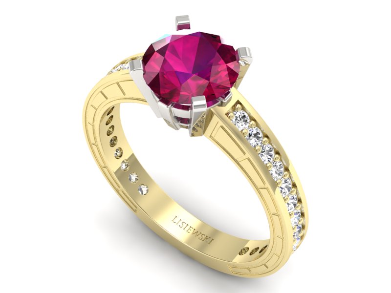 Pierścionek z rubinem i brylantami - p16779zbr — zdjęcie 3